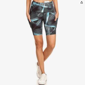 Buttery Soft Geometric Pattern Bike Athletic Running Shorts with Pockets